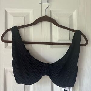 Black Abercrombie Curve Love Ribbed Underwire Bikini Top